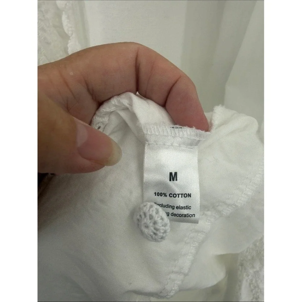 The 1 for U White Cotton Victorian‎ Nightgown Robe Eyelet Lace Frog Closure Q424